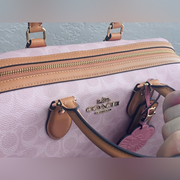 NWT Coach Rowan Large Satchel Bag In Signature in Powder Pink CEA19 - Picture 8 of 11